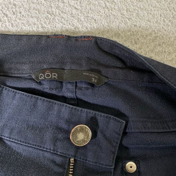 QOR Chino Pants Mens 34x32 Performance Navy Blue Outdoor Zip Pockets 3xDry - Picture 3 of 15